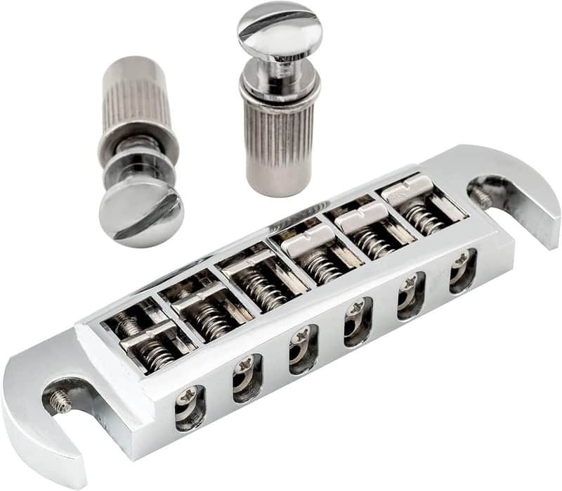 Pigtail Style Wrap around Bridge Tailpiece for LP Electric Guitar Chrome image 1