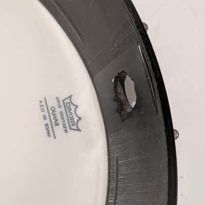 Vintage USA Banjo Rim w/ Head 16 Lug Remo USA 11" Phenolic Resin Hoop 5 String image 5
