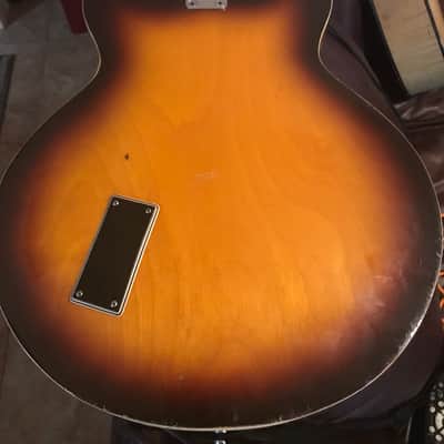 Vintage Ventura  Semi-hollow body bass guitar 335 copy 60’s-70’s Sunburst image 8