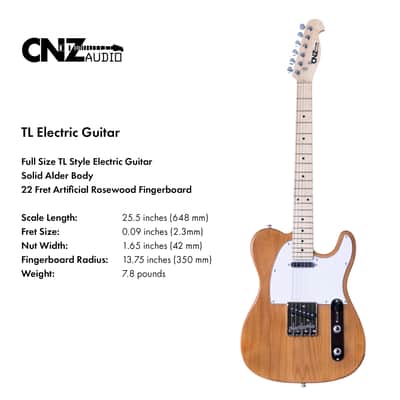 CNZ Audio TL Electric Guitar - Maple Fingerboard & Neck, Transparent Midnight Blue image 4