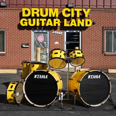 Tama Imperialstar 7-piece Shell Pack w/ Snare Drum & Tom Stand - Electric Yellow with Black Nickel Hardware image 12