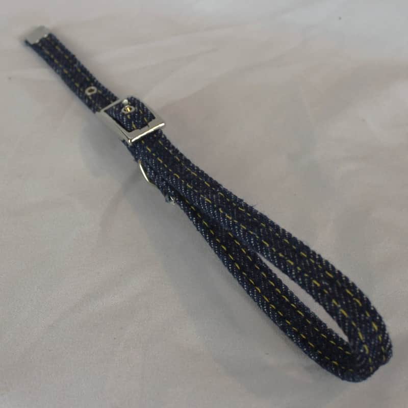Navy Blue Denim Adjustable Concertina Hand Strap Width (0.25in/0.5cm) Length (8in/20cm) image 1