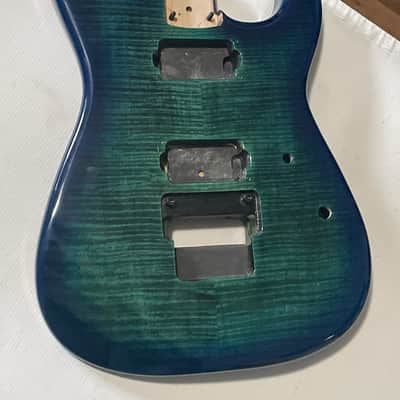 2013-14 Mexico Charvel San Dimas 2H Trans Blue Flame Guitar Body Floyd Ready (Excellent) image 3