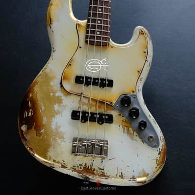 Fender Jazz Bass Vintage White Gold Edition Heavy Aged Relic by East Gloves Customs (RARE) image 10