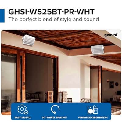 Gemini Sound GHSI Active/Passive Bluetooth Outdoor Speakers- Daisy Chain Capable, IP44, Wall Mount (Black, 100 Watts) image 2