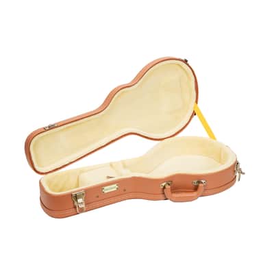 Crossrock Relief Series Wooden Case for F-Style Mandolin with Strong Textured Finish, Mink Faux Fur, Stainless Steel Clasps - Redwood image 4