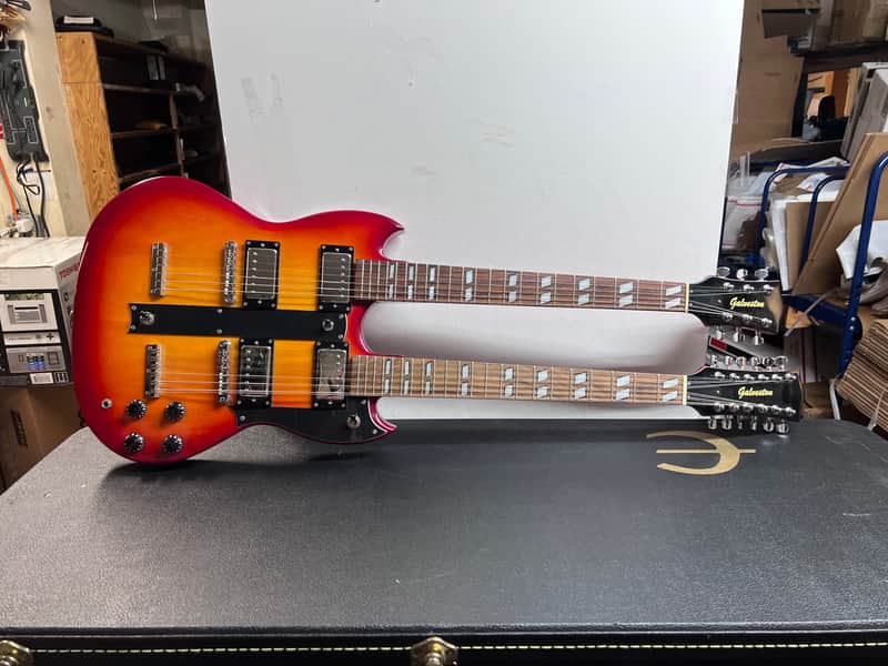 Galveston Double Neck Guitar  Cherry Red 6 string &12 string image 1