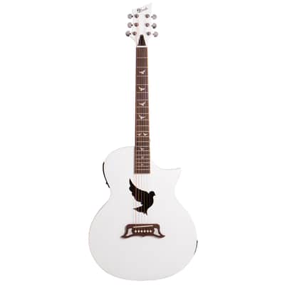 Lindo White Dove V3 Electro Acoustic Guitar and Premium Hard Case | Beautiful High Gloss Finish | Roasted Maple Binding | Preamp/Tuner/LCD | Luminlays | Steel Strings image 2