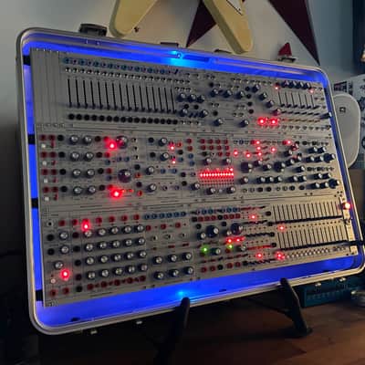 Buchla Tiptop 200t series with BPNYC ZERO Halliburton Eurorack Modular Travel Case SILVER 122hp 9U w/MARF image 24