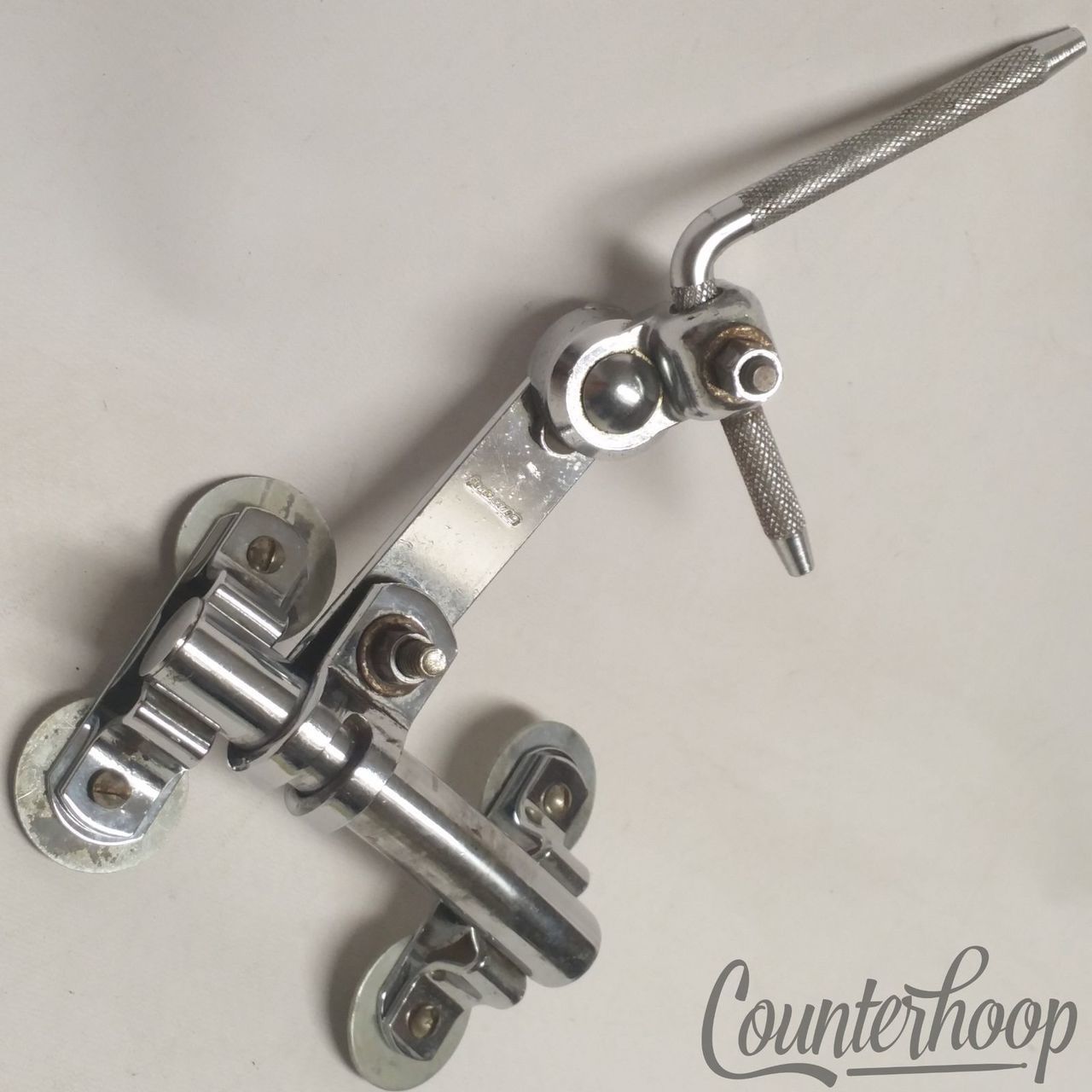 Ludwig Ratchet Rail Mount Bass Drum 4-hole L-Arm Classic Vintage 60s-70s Chrome — main photograph