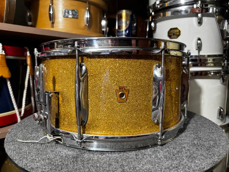 WFL Zephyr Lug Snare Drum In Gold Sparkle image 1