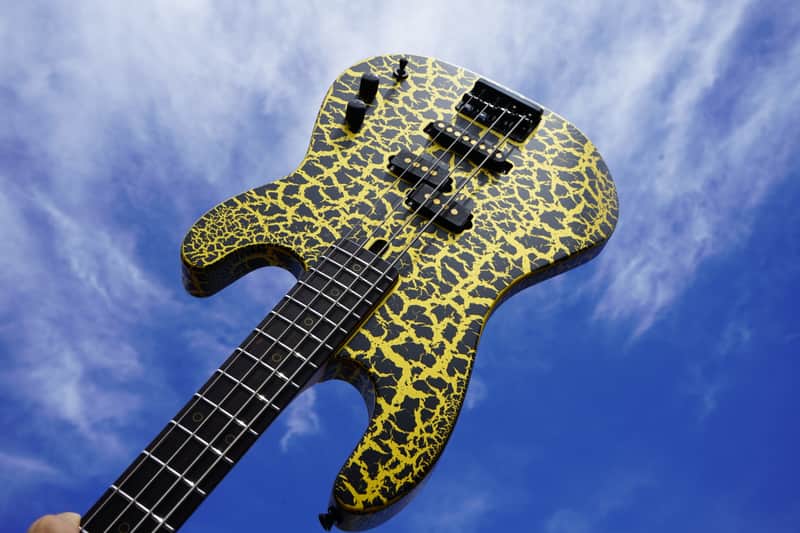 Schecter USA CUSTOM SHOP Model-T Black/Gold Satin Crackle 4-String Electric Bass Guitar w/ Black Tolex Case (2025) image 1