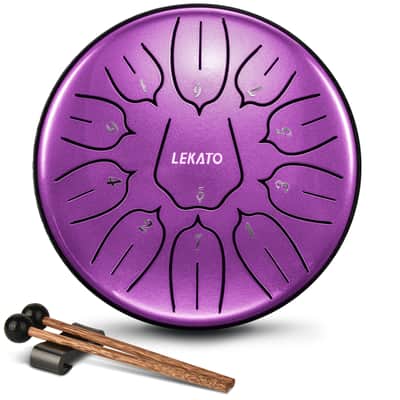 LEKATO 6 Inch 11 Notes Steel Drum D Major Beginner Hanpan Drum Percussion for Meditation Yoga Musical Education Christmas Gift for Families Friends Lovers Grape Purple image 3