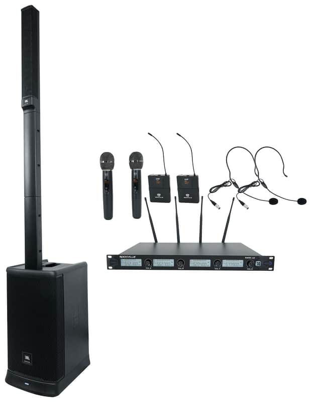 JBL EON ONE MK2 Rechargeable Line Array DJ PA Speaker+2 Handheld+2 Headset Mics image 1