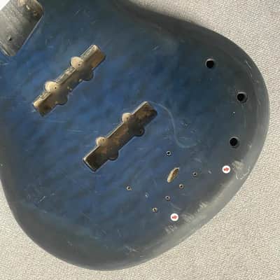 Blue Tiger Maple Top 4 String Bass Basswood Body image 7