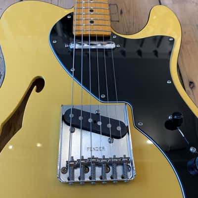 2019 Fender USA Britt Daniel Tele® Thinline Amarillo Gold & hard shell case image 12