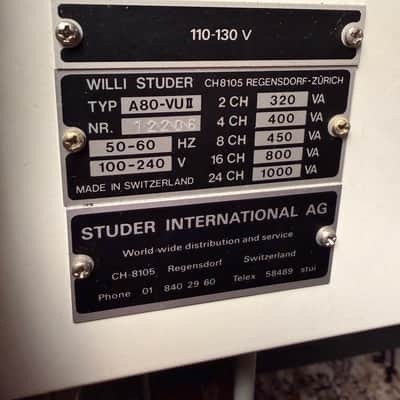 Studer A80-VU II 1/2" 2-Track Master Recorder + 1/4" Headstack | NAB | 15/30 IPS image 13