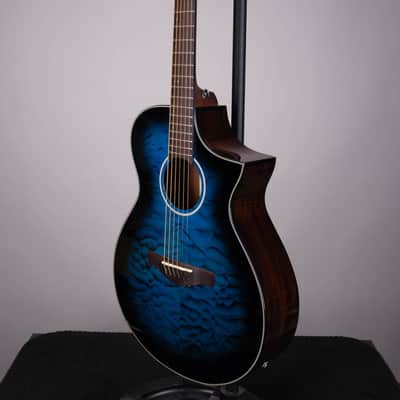 Ibanez AEWC16QA-TLH Acoustic-Electric Guitar – Transparent Blue Sunburst image 5