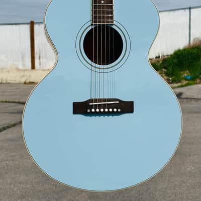 Epiphone J-180 LS Jumbo Ac/El Inspired by Gibson Frost Blue w/Case Auth Dlr #922 image 1