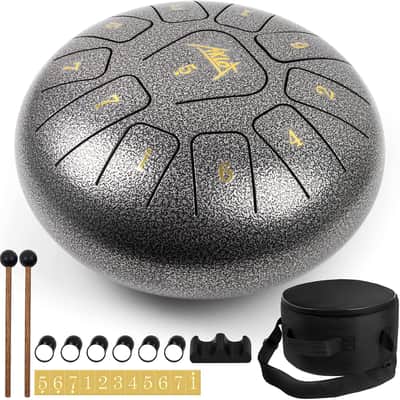 10-Inch Steel Tongue Drum – 11-Note C Key Tank Drum, Percussion Instrument with Mallets & Carry Bag image 8