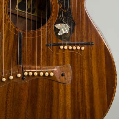 Knutsen 16 String Harp Guitar, c. 1914, black gig bag case. image 10