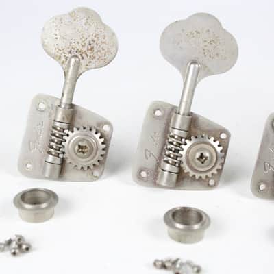 1968-1972 Vintage Fender Jazz/Telecaster/Precision Bass PBass ~NICKEL TUNERS~ Set 1969,1970,1971 image 5
