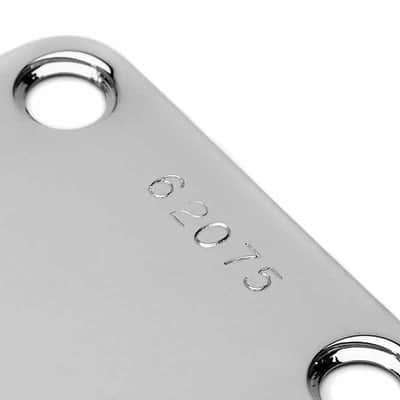 Neck Plate Serial Number stamped for Strat Tele P-J-Bass Chrome image 2