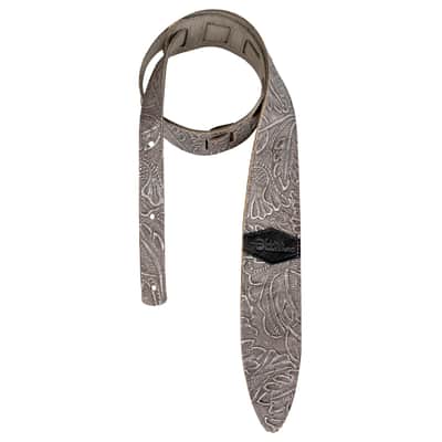 Luna Guitars Leather Fern & Leaf Silver Guitar Strap, STRAP LUNA LTH SLDR SLV image 1