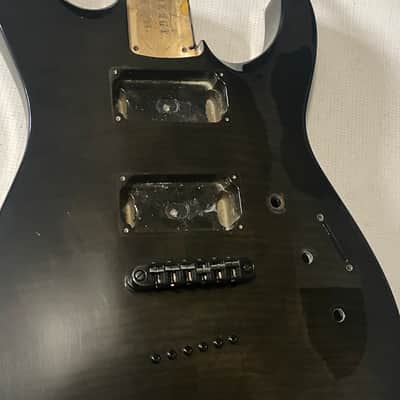 2000's Japan Jackson DKMGT Dinky Arched Top Transparent Black Flame Guitar Body Hard Tail image 7