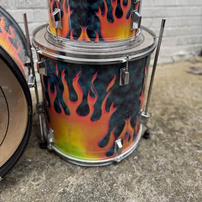 Vintage Pearl Fire Flame / Flaming Hot Cool Ranch Dorito Drums of Fury 3 piece drum set kit shell pack 22/12/16 image 6