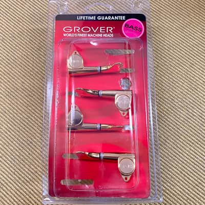 144G-Lefty Grover 4 Inline Sealed Mini Series Gold Left Handed Bass Tuners image 4