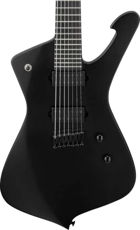 Ibanez ICTB721 Iron Label Iceman 7-String Electric Guitar, Ebony Fingerboard, Black Flat image 1