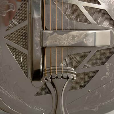 National Style 4 Tricone Squareneck Resophonic Guitar (1932), ser. #2601, original black hard shell case. image 14