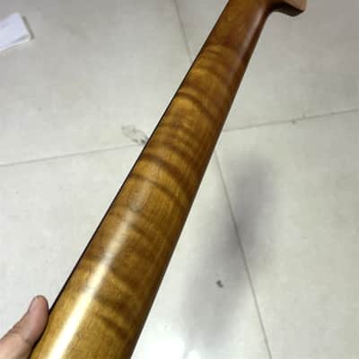 Fretless 5-String Roasted flame Maple Bass guitar Neck 20fret Rosewood parts image 6
