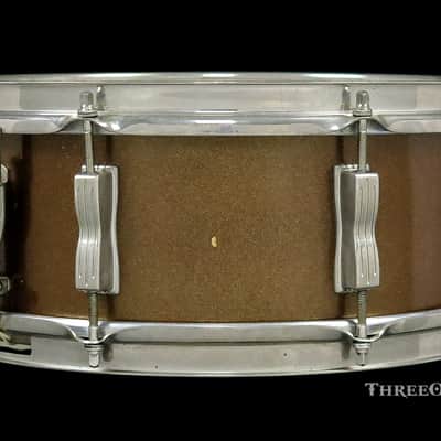 1965 Ludwig Bronze Mist Jazz Festival Snare Drum Keystone :  5 x 14 image 4