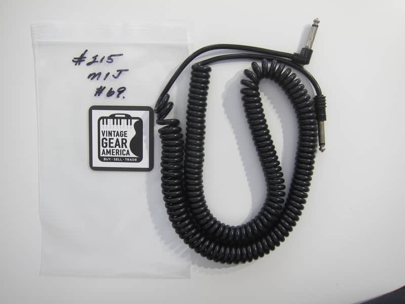 Teisco Del Rey Curly or Coil Cord Guitar Cable MIJ Authentic Vintage Accessory Case Candy Circa-1960s-1970s-Black image 1