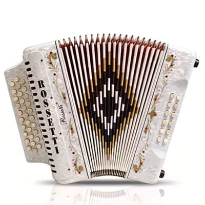 Rossetti 3112-FBE-WH Key of FBE 3 Row, 31 Treble, 12 Bass Diatonic Button Accordion w/Hard Case & Shoulder Straps image 5