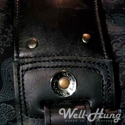 Well-Hung Forever Randy "Gunmetal Ace" 3" wide padded black leather guitar strap image 7
