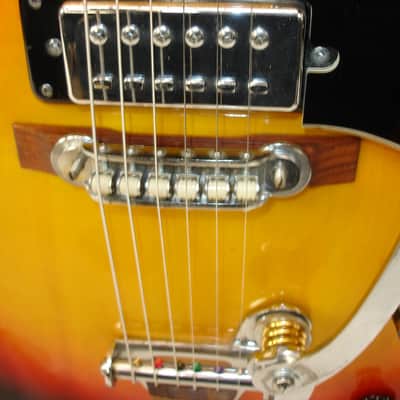1970's Univox Coily U1825 Semi-Hollow Electric Guitar, Sunburst w/ Case image 6
