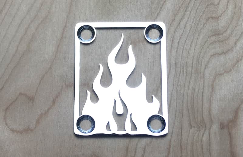 Icon Plates Flame Neck Plate For Bolt On Neck Guitar or Bass - Chrome Finish image 1