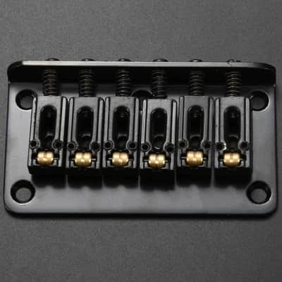 Black Guitar Strat Stratocaster Style Fixed Hardtail Bridge with Roller Saddles image 5