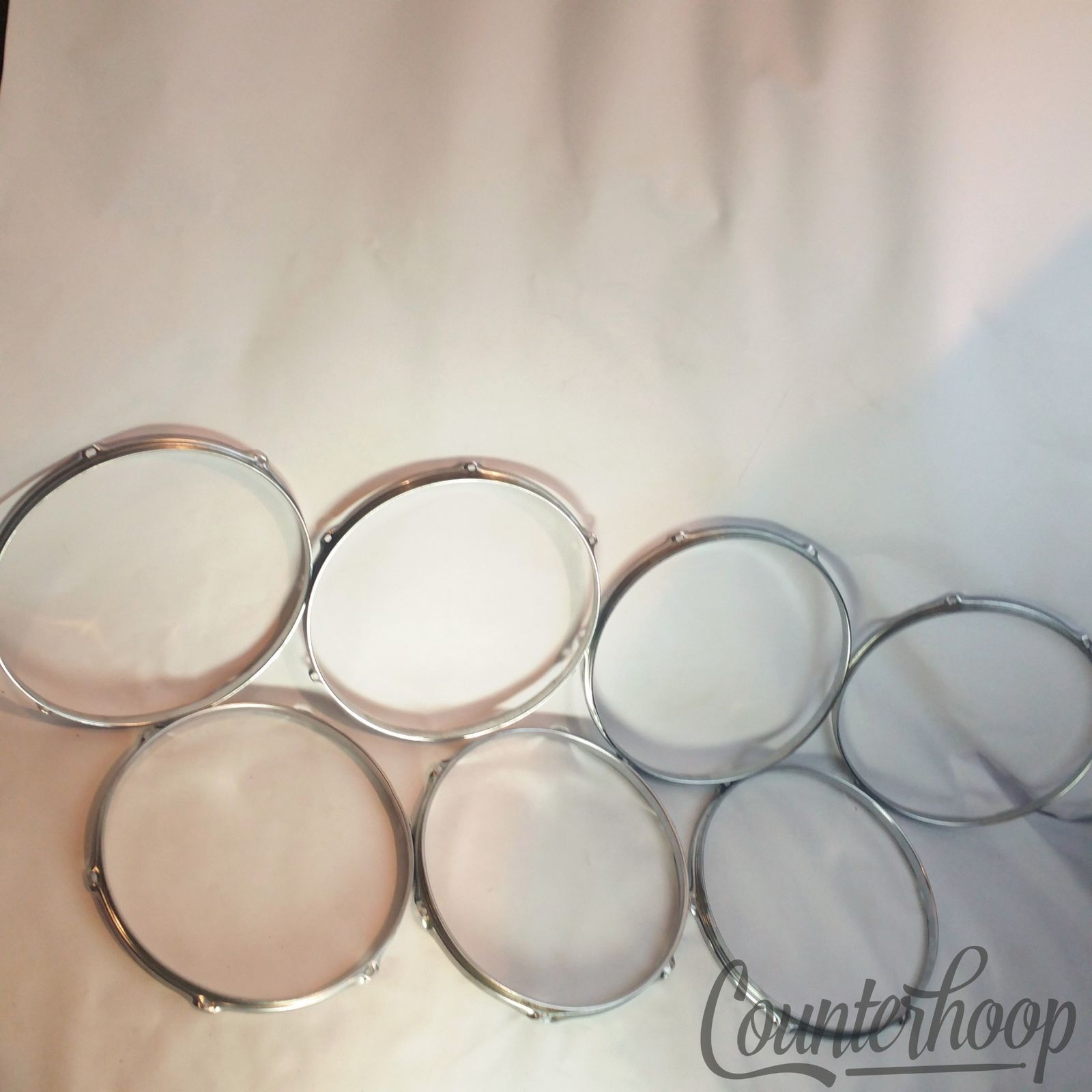 Pearl/Ludwig 7x 13" Tom Drum Rims/Hoops 6-Hole Batter/Resonant Triple Flange Lot — main photograph