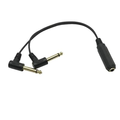 Right Angled Y Splitter Guitar Extension Cable 25CM Gold Plated 6.35mm 1/4" Female TRS Stereo to Dual 2 x 6.35mm 1/4" Male TS Mono 90 Degree Right Angle Y Splitter Audio Cable image 2