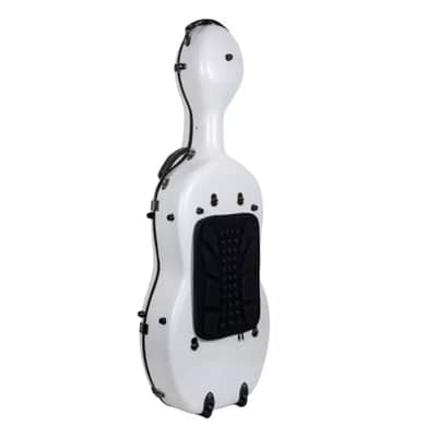 Crossrock Ultra-light Fiberglass Cello Case with Wheels-Fits 4/4 Full-size Cello- Includes Padded Music Pouch, 3 Handles, Removable Shoulder Straps, TSA Lock-White image 4