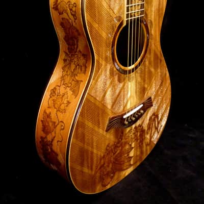 Acoustic Parlor Guitar Handmade by Blueberry Bat Motif Steel String image 18