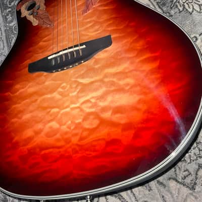 Ovation Celebrity Elite Plus CE44LX-1R Mid-Depth Left-Handed Acoustic-Electric Guitar - New England Burst image 5