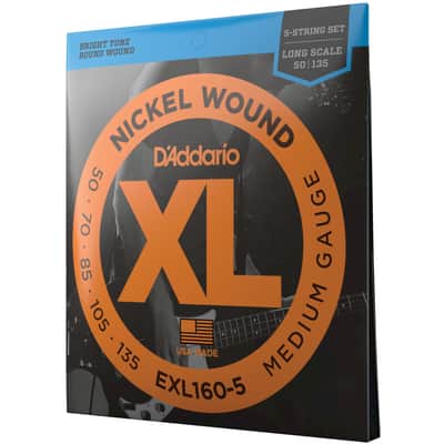 D'Addario EXL160-5 XL Nickel Wound Bass Guitar Strings, 50-135 Medium, Long Scale image 2