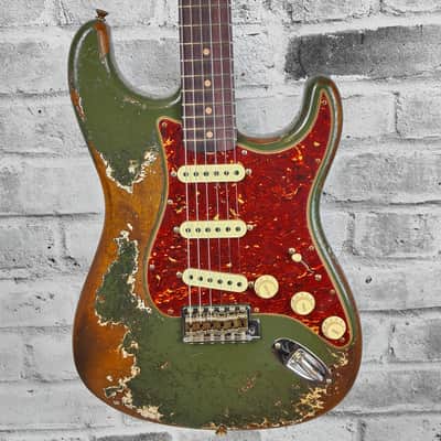 Fender Custom Shop Limited Edition Roasted 1960 Strat Super Heavy Relic, Aged Olive Green image 3