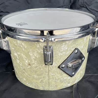 Cleveland Era Rogers, 8x12" Concert Tom & 14x20" Single Tension Bass Drum,  2 Piece Drum Set, White Marine Pearl Finish Red Sparkle Finish image 14