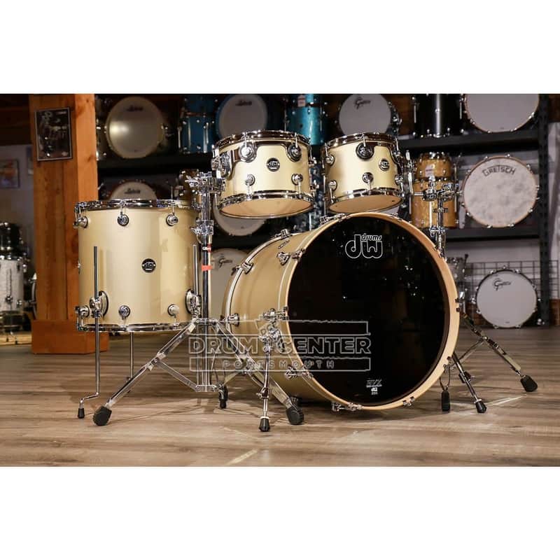 DW Performance 4pc Drum Set 22/10/12/16 Hard Satin Gold Mist image 1